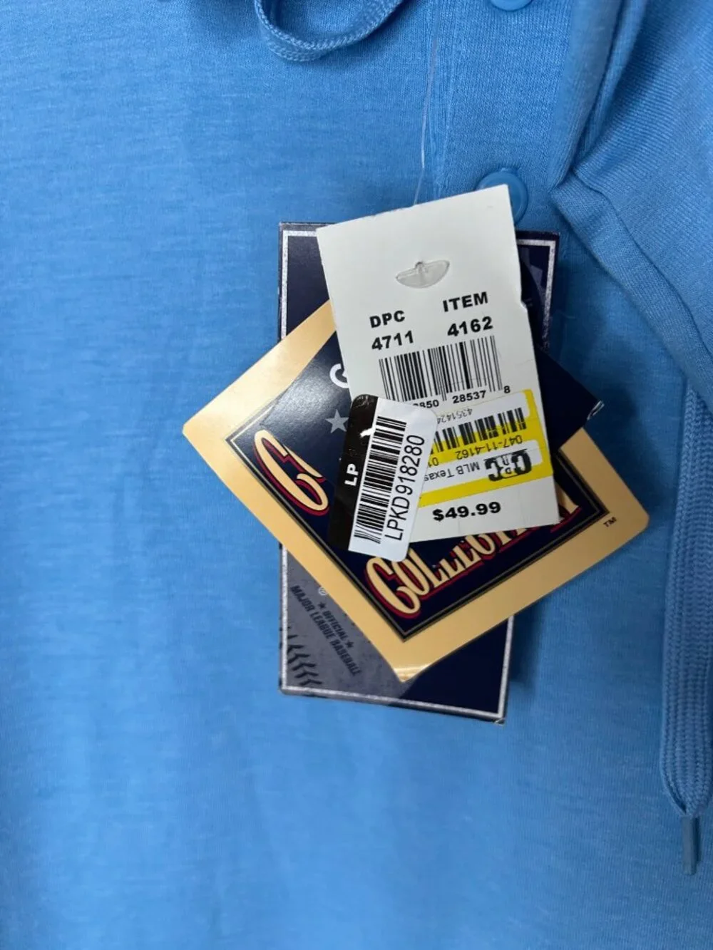 NWT Texas Rangers Blue Lightweight Henley Hoodie Men's 2XL MSRP $50